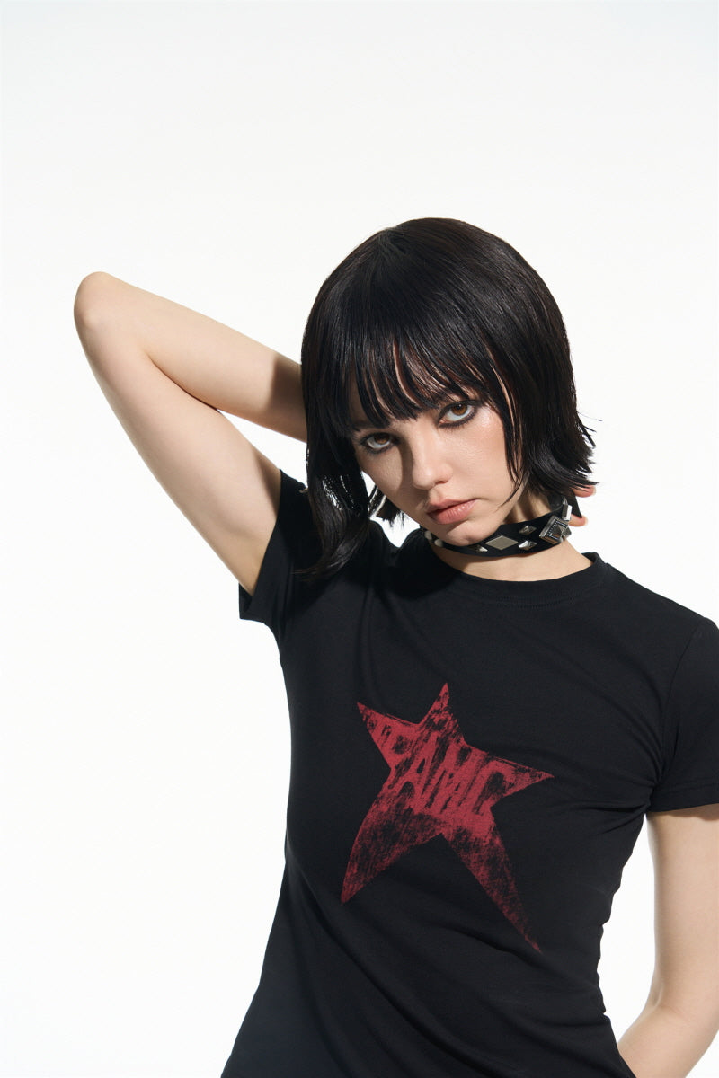 Panic Pulse Star Tee-Punk Black-Red