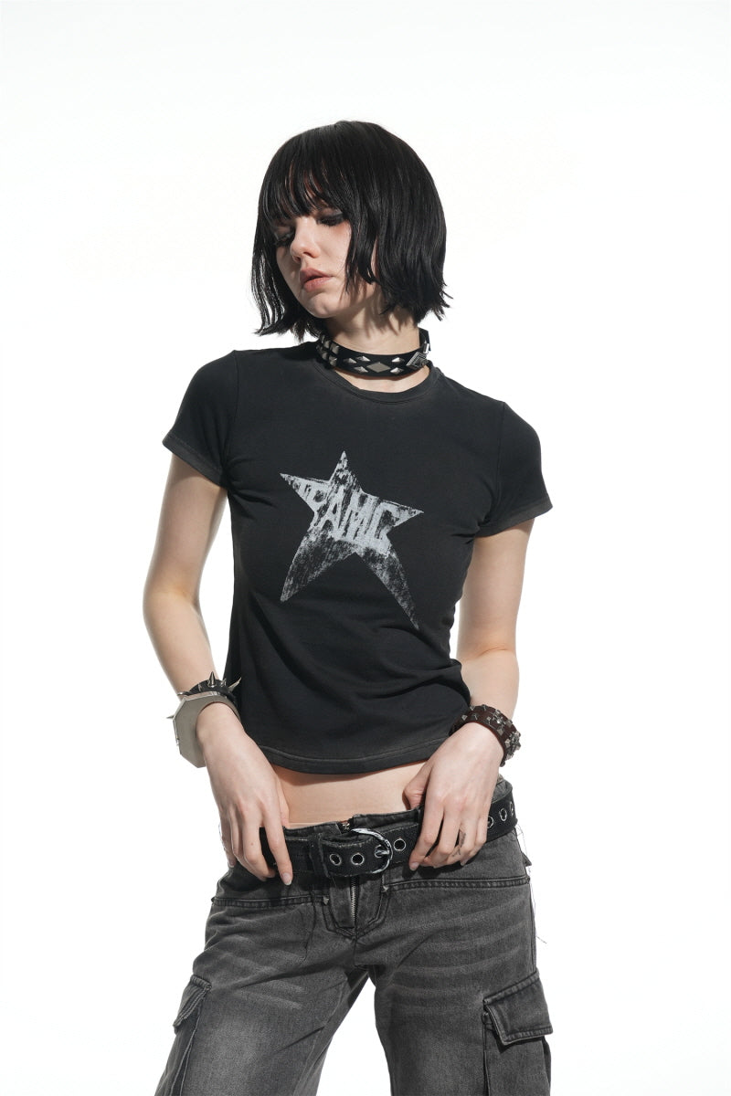 Panic Pulse Star Tee-Washed Black