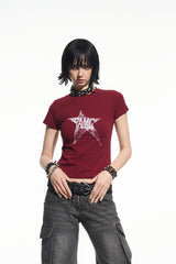 Panic Pulse Star Tee-Punk Red