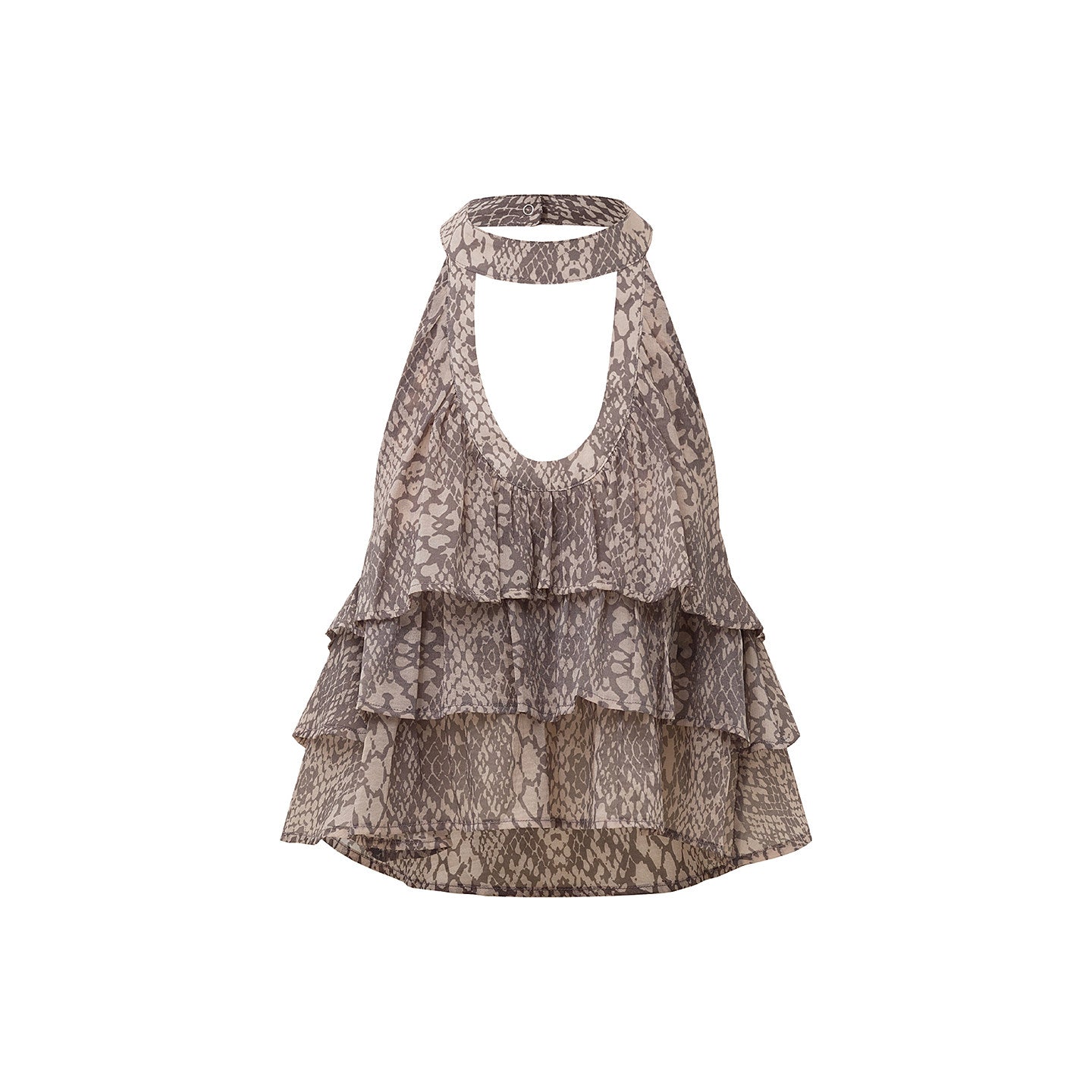 Serpent Veil Layered Halter Top