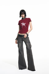 Panic Pulse Star Tee-Punk Red