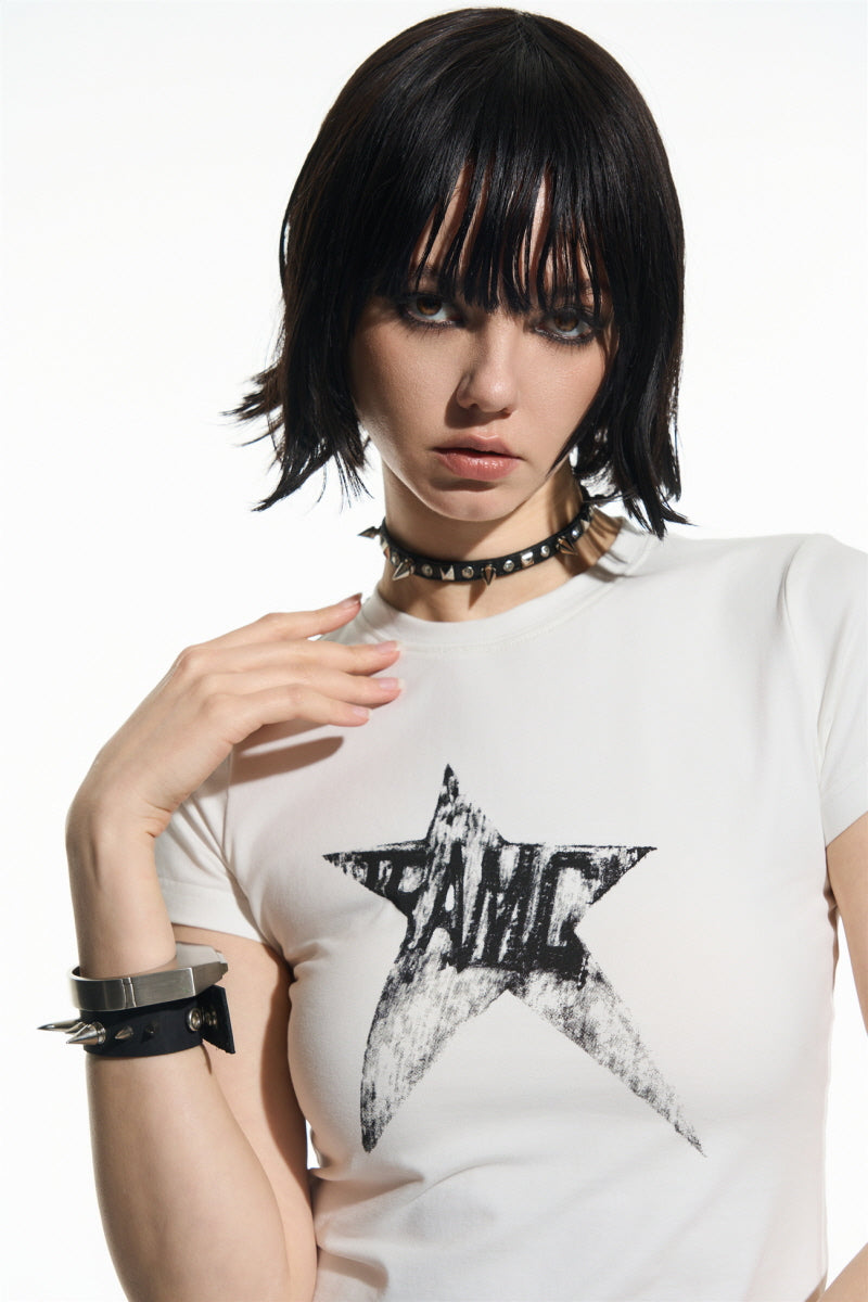 Panic Pulse Star Tee-White