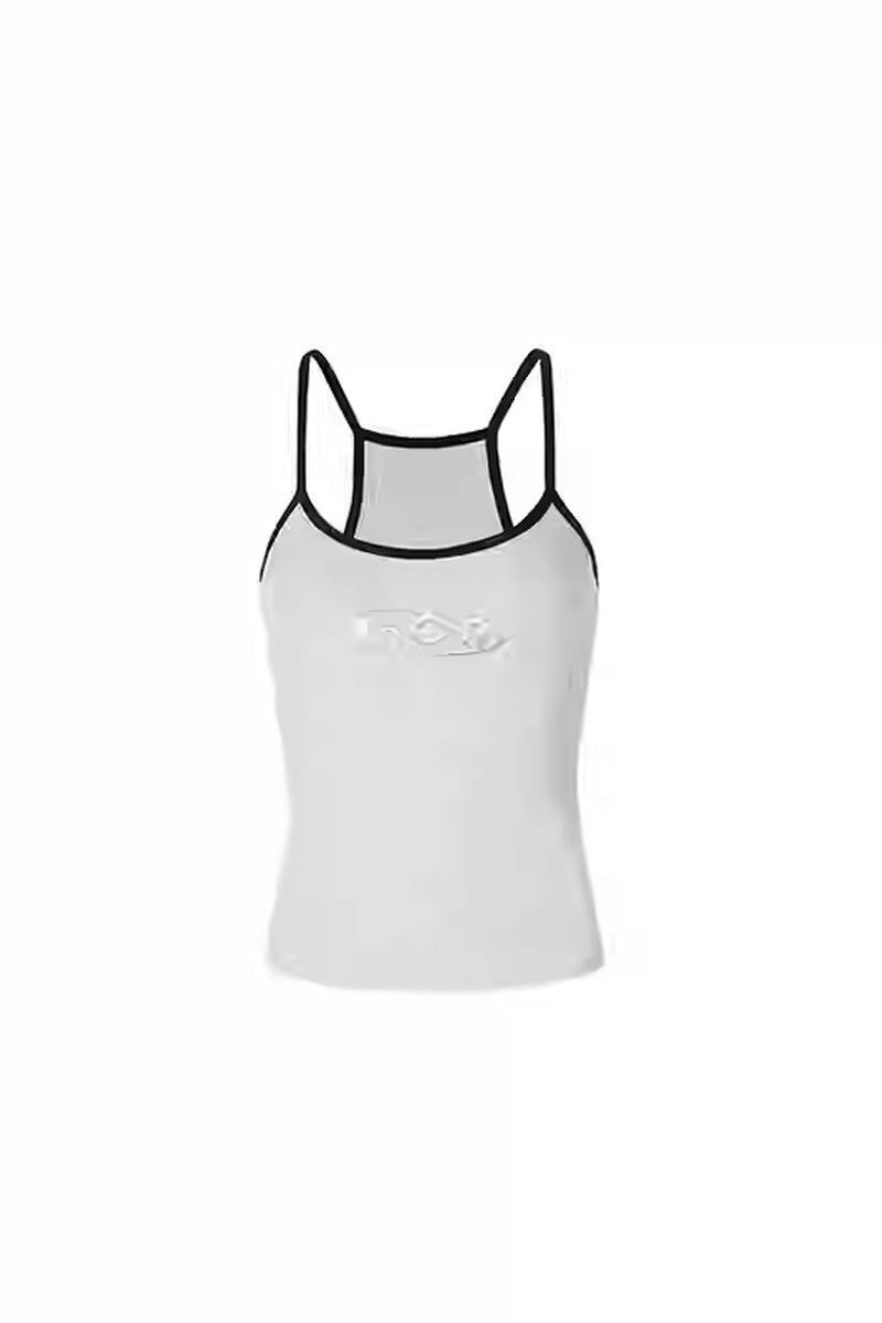 Urban Rhythm Contrast Strap Tank-White