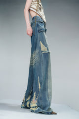 Vintage Shreds Distressed Wide-Leg Denim