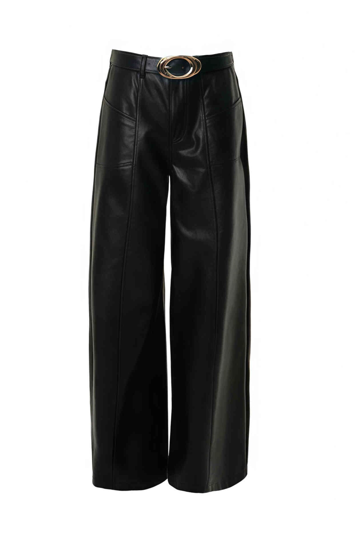 Urban Elegance Wide-Leg Leather Pants  Bold and Sleek Statement