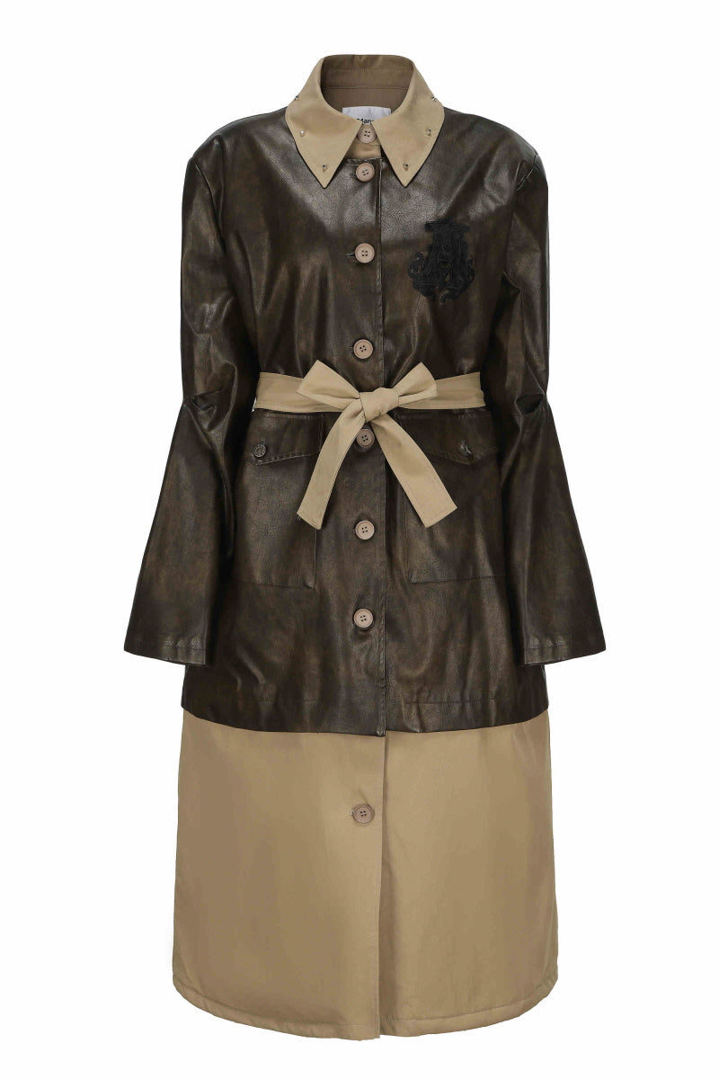 Dual-Tone Luxe Trench Coat with Premium Detailing