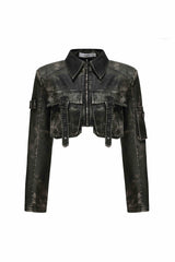 Vintage Armor Women's Cropped Leather Jacket