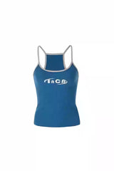 Urban Rhythm Contrast Strap Tank-Blue