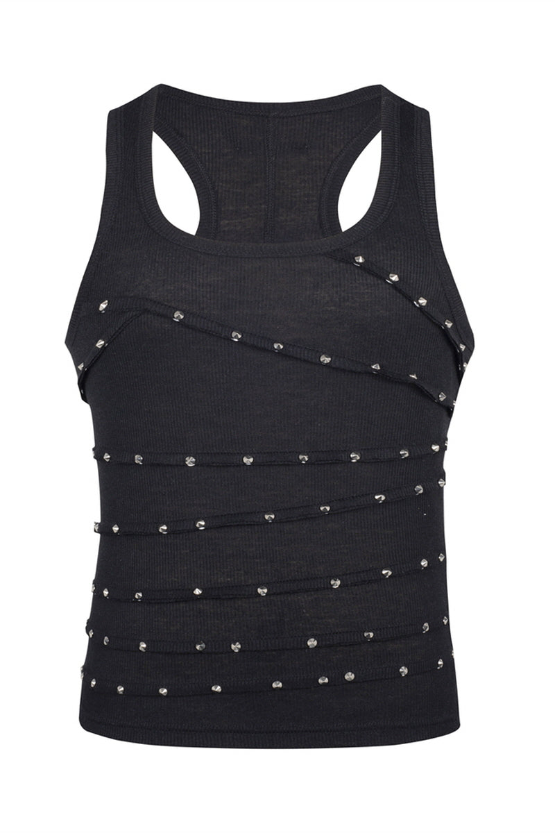 Rock Rivet Chain Tank-Black