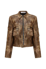 Vintage Armor Women's Cropped Leather Jacket