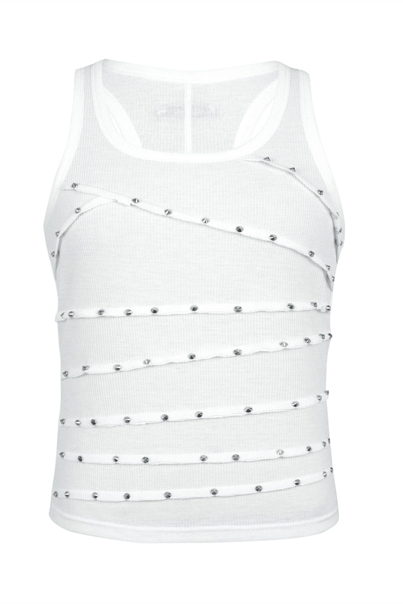 Rock Rivet Chain Tank-White