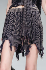 Frayed Edge Knit Mini Skirt