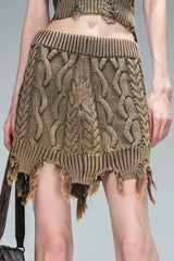 Frayed Edge Knit Mini Skirt