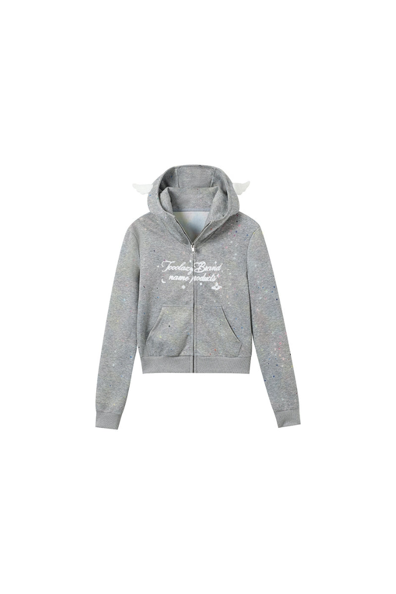 Playful Dual-Spirit Hoodie Jacket - Gray
